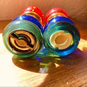 Vintage Kitchen - **SOLD** Rainbow Acrylic Salt + Pepper shaker mill Vintage Kitchen - **SOLD** Rainbow Acrylic Salt + Pepper shaker mill